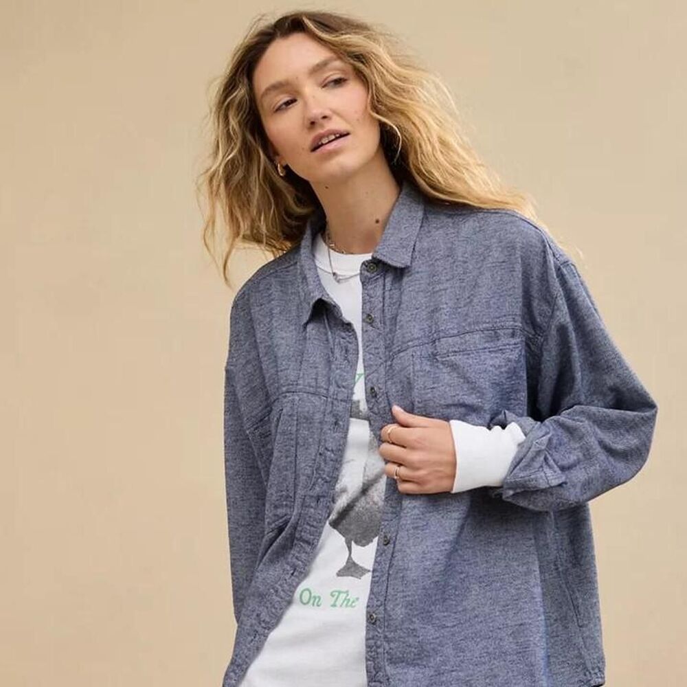Aerie Women's Blue and Grey Shirt